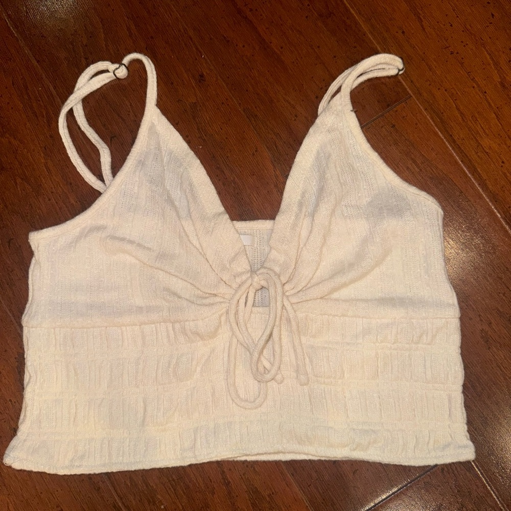 O'Neill Cream Smocked Tie Front Camisole